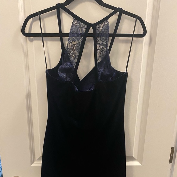 Navy Blue Velvet Dress size L - Picture 3 of 3